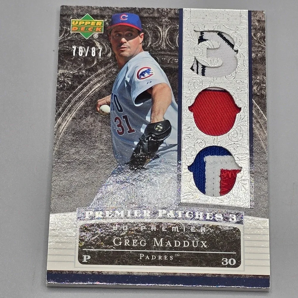 2007 Upper‎ Deck Premier Patches Greg Maddux Triple Relic Jersey 76/87 Padres